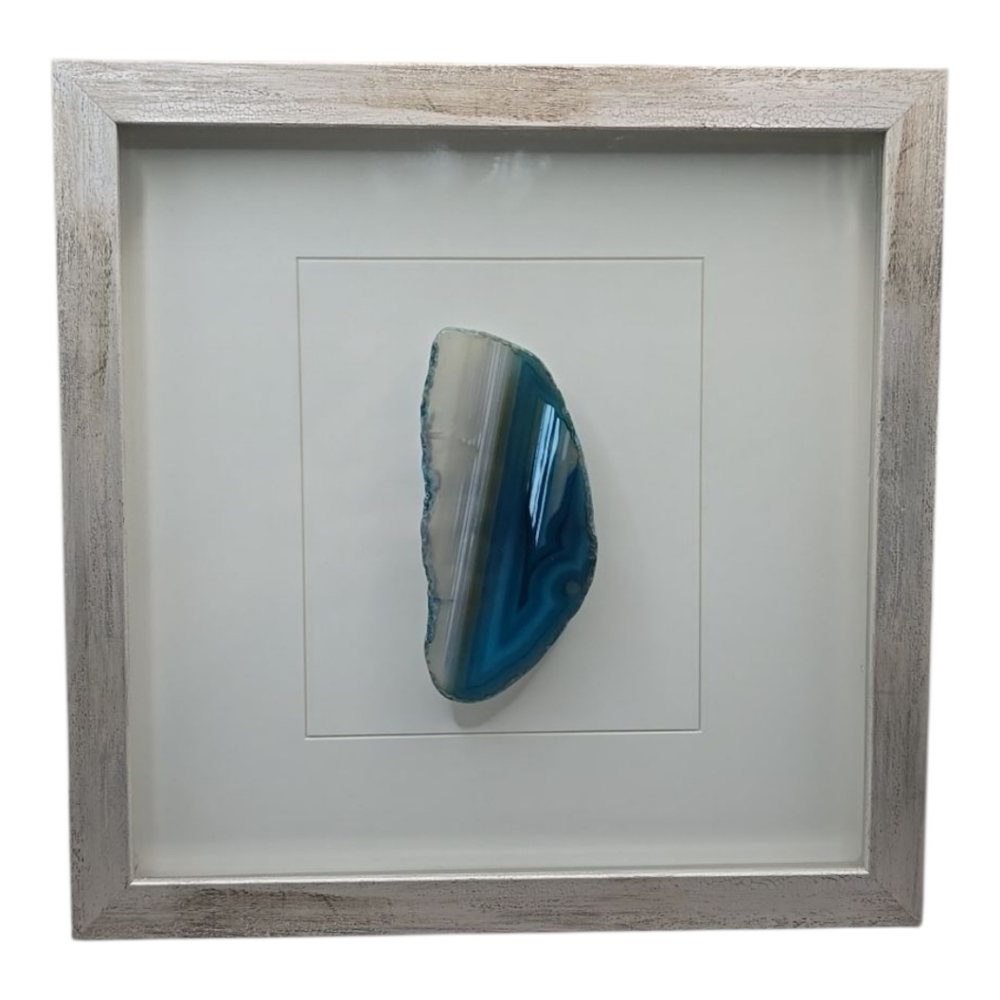 -Set- Natural Geode Agate Art Modern Decor Shadow Box Frame Glass Inlay Minerals - Picture 7 of 11